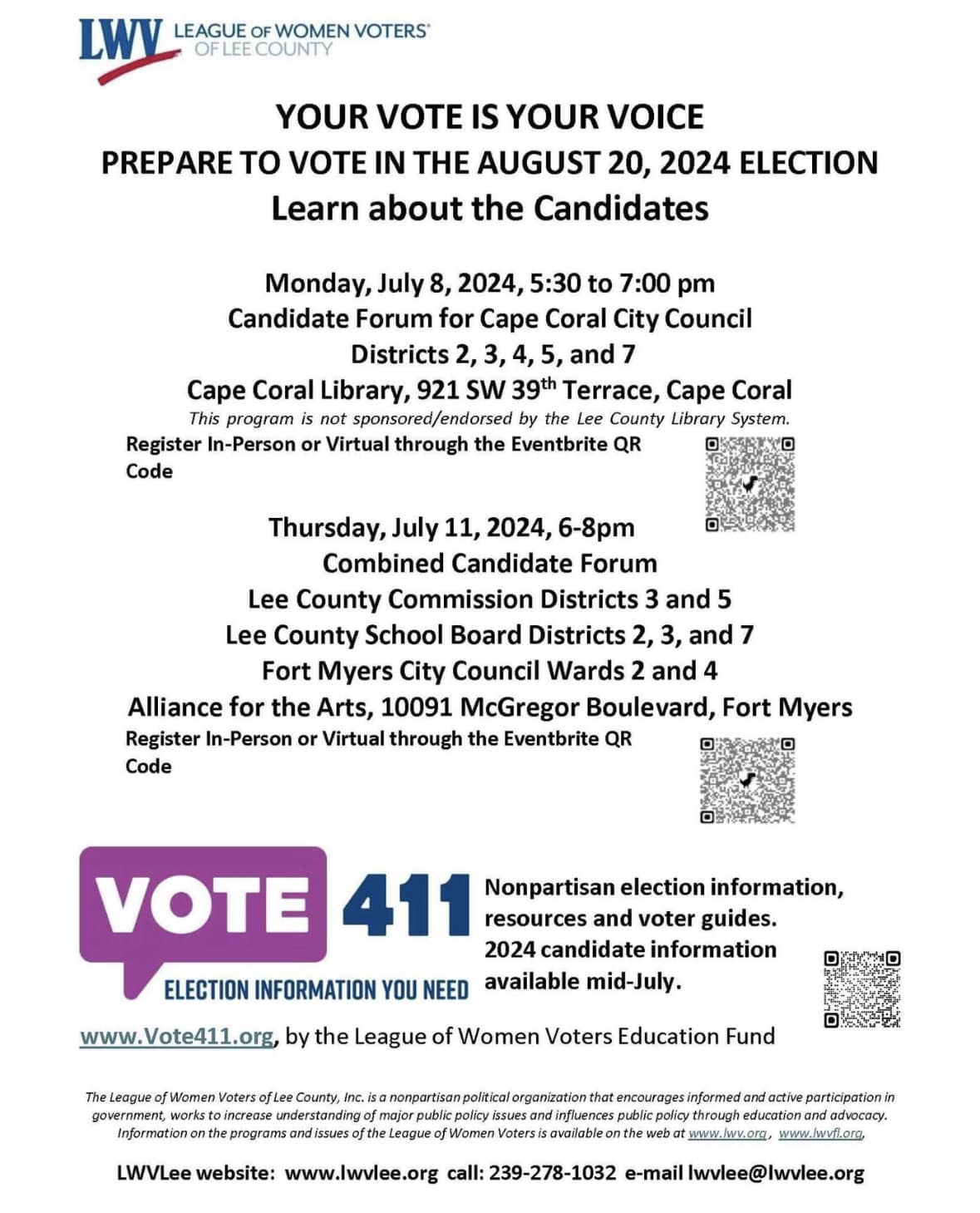 LWV candidate forums