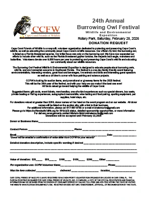 2026 Burrowing Owl Festival Donation Form Thumb