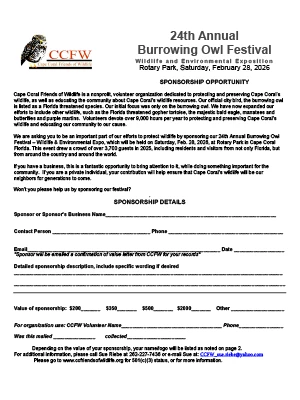 2026 Burrowing Owl Festival Sponsorship Form Thumb