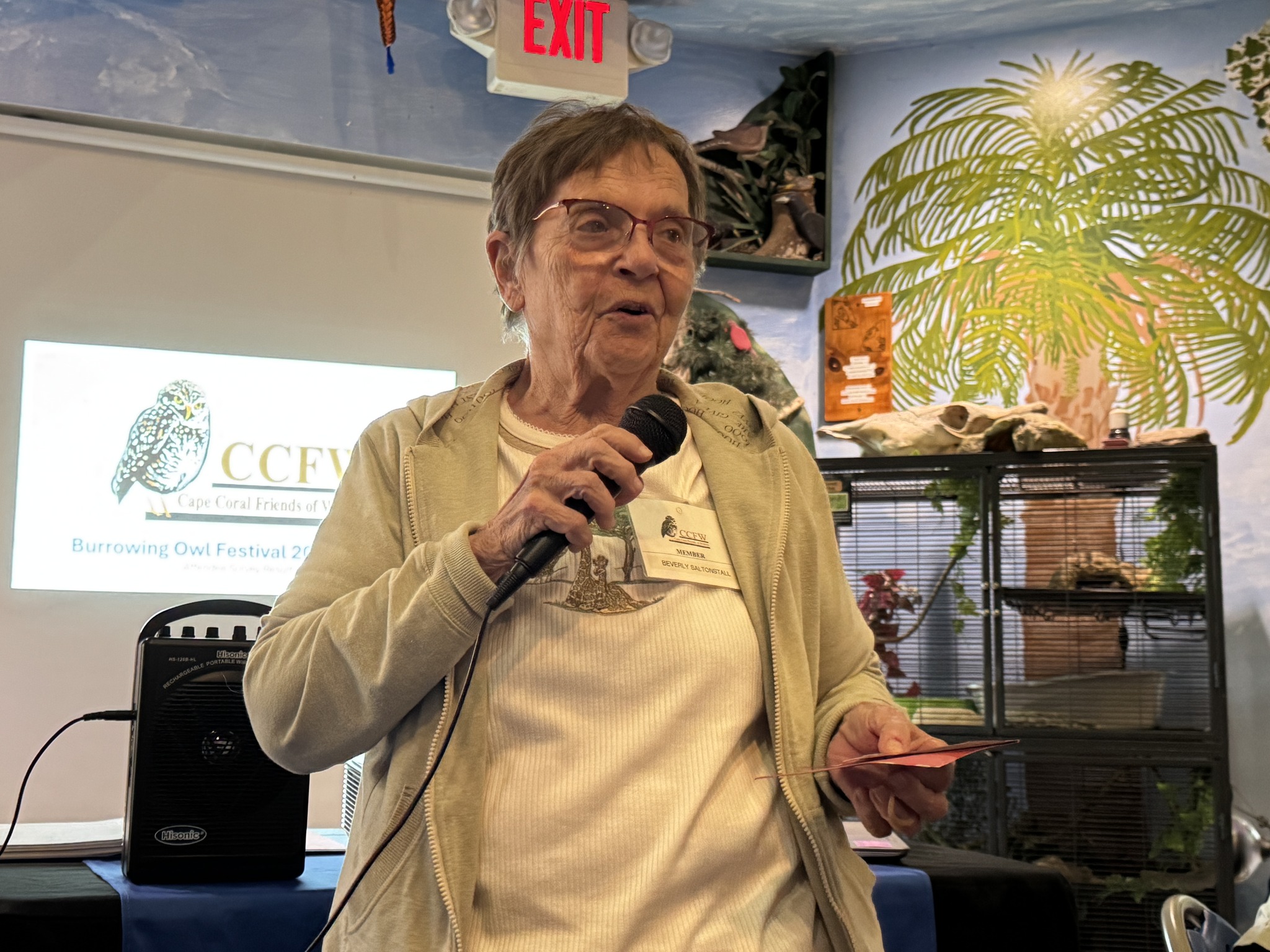 Beverly Saltonstall giving a speech