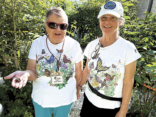Tom Allen Memorial Butterfly House volunteers Carol Miller (L) and Cheryl Anderson. PHOTO BY FRANK FANTINI Tom Allen Memorial Butterfly House volunteers Carol Miller (L) and Cheryl Anderson. PHOTO BY FRANK FANTINI